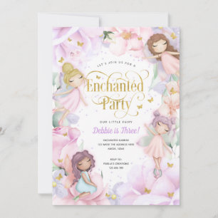Invitation Fairy Enchanted Party, Jardin Flower fille anniver