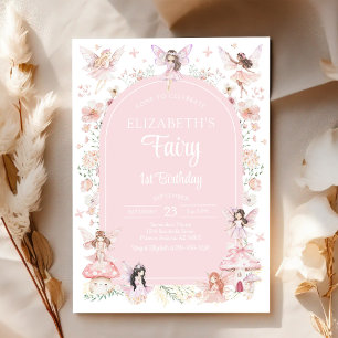 Invitation Fairy First Anniversaire Fantaisiste Floral 1er