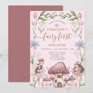 Invitation Fairy First Enchanted Forest Girl 1er anniversaire