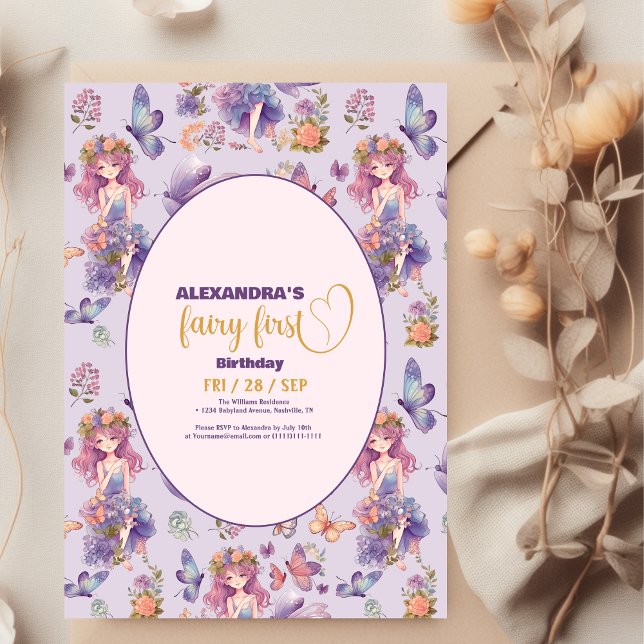 Invitation Fairy First Enchanted Woodland 1er Anniversaire (Créateur téléchargé)