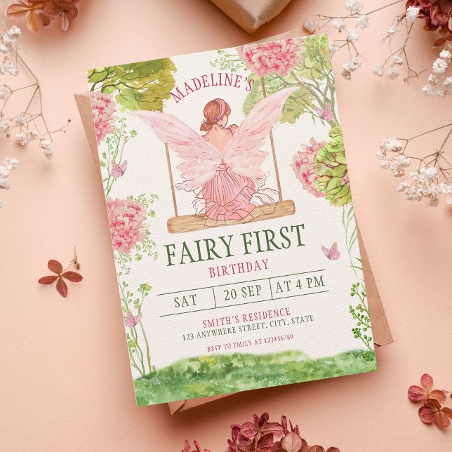 Invitation Fairy First Girl's 1st Birthday (Créateur téléchargé)
