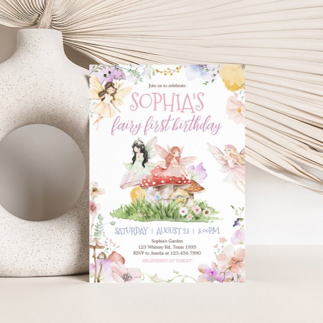 Invitation Fairy First Whimsday Party (Whimsical Fairy First Birthday Party Invitation)