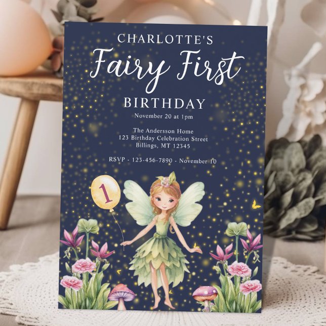 Invitation Fairy First Whimsical 1er fête d'anniversaire (Créateur téléchargé)