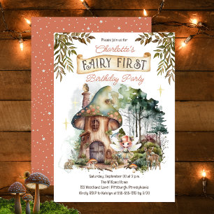 Invitation Fairy First Woodland Animaux Champignons 1er anniv