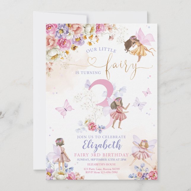 Invitation Fairy Forest Girl Anniversaire Magique (Devant)