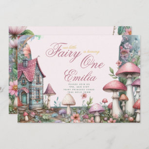 Invitation Fairy Garden 1er anniversaire ou EDIT AGE Or Turqu