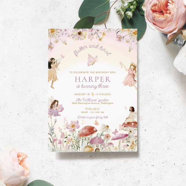 Invitation Fairy Garden fête d'anniversaire (Fairy Garden Birthday party Invitation )