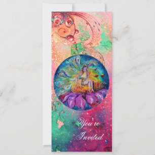 Invitation FAIRY IN NIGHT, rose vert bleu rouge pétillants