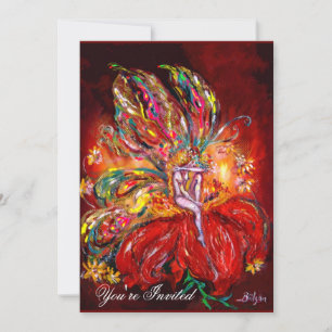 Invitation FAIRY IN RED jaune vert