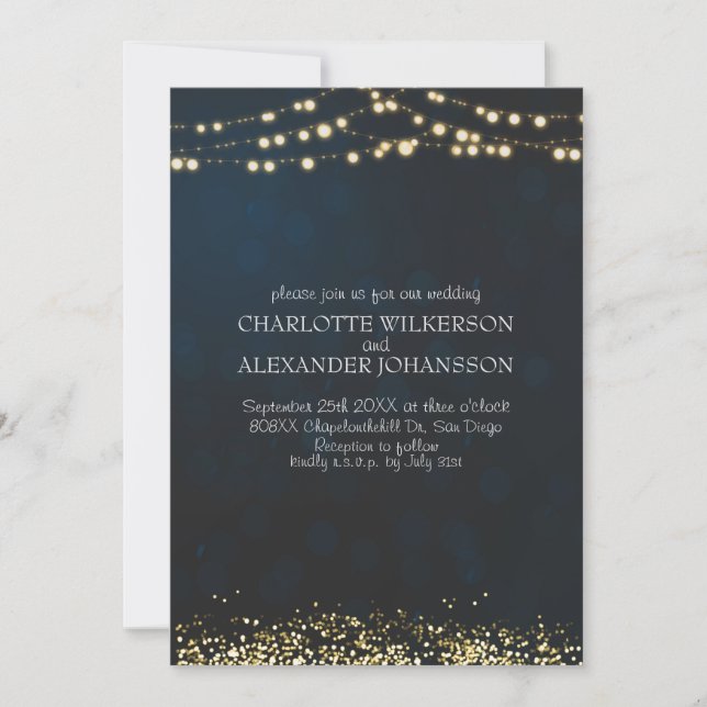 Invitation Fairy Lights et Parties scintillant Magique Nuit (Devant)