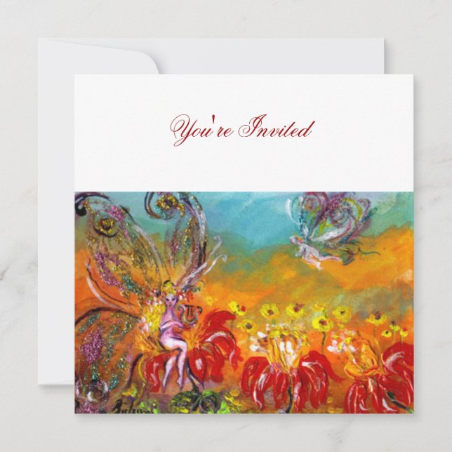 Invitation FAIRY OF RED FLEURS Floral Imaginaire Summer Party (Devant)
