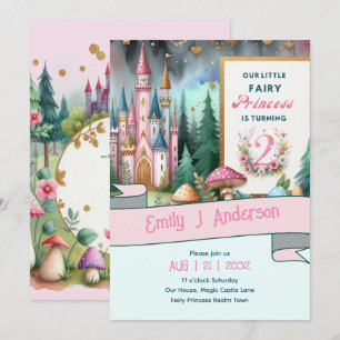Invitation Fairy Princess 2e anniversaire Two Pink Faircore