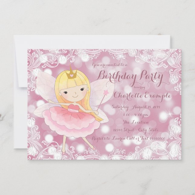 Invitation Fairy Princess Anniversaire (Devant)