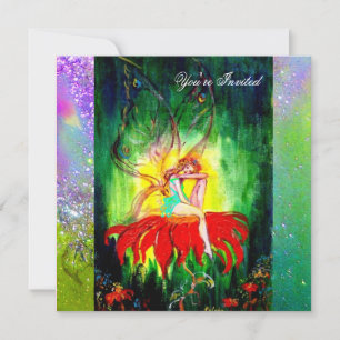 Invitation FAIRY RÊVER SUR UNE FLEUVE ROUGE violet jaune, ver