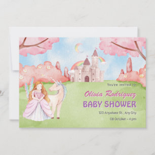 Invitation Fairy tale château princess unicorn baby shower