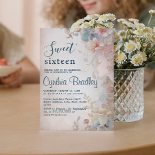 Invitation Fairy Tale floral Sweet sixteen fête d'anniversair
