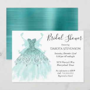 Invitation Fairy Wing Mint Gown Luxe Pearl Green Aqua Sheen