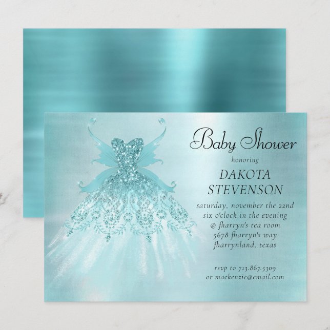 Invitation Fairy Wing Mint Gown | Luxe Pearl Green Aqua Sheen (Devant / Derrière)