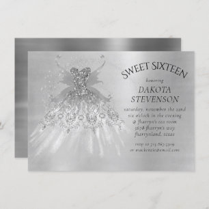 Invitation Fairy Wing Silver Gown Platine Faux Sheen