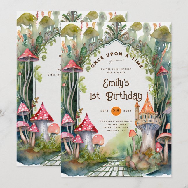 INVITATION FAIRYCORE FAIRYTALE BABYSHOWER 1ER ANNIVERSAIRE TO (Devant / Derrière)