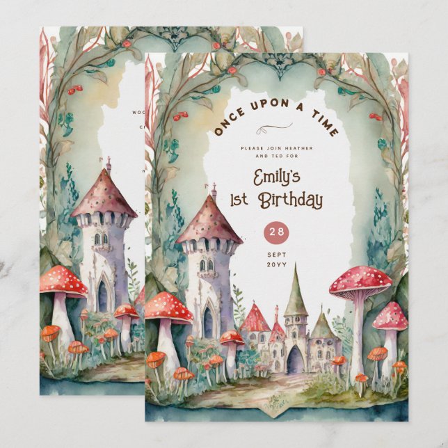 INVITATION FAIRYCORE FAIRYTALE BABYSHOWER 1ER ANNIVERSAIRE TO (Devant / Derrière)