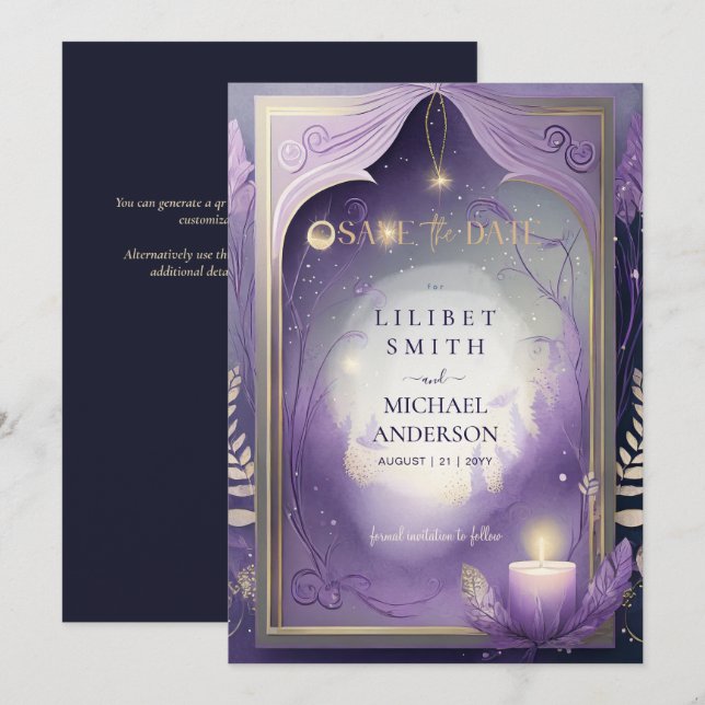 Invitation Fairycore Fairytale Enregistrer la date Enchanted  (Devant / Derrière)