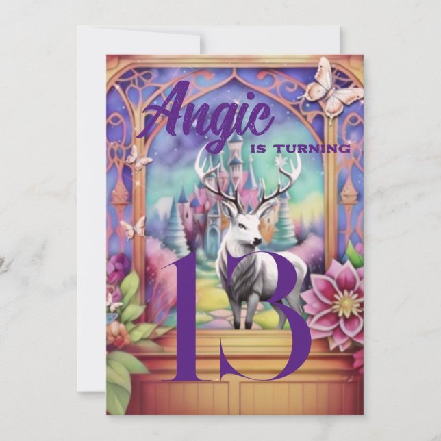 Invitation Fairytale Aquarelle violette et rose Blanc (Devant)