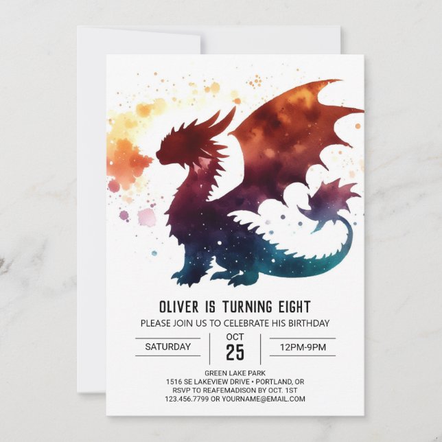 Invitation Fairytale Dragon Anniversaire numérique (Devant)