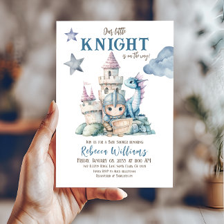 Invitation Fairytale Dreamy Dragon Blue Knight Baby shower