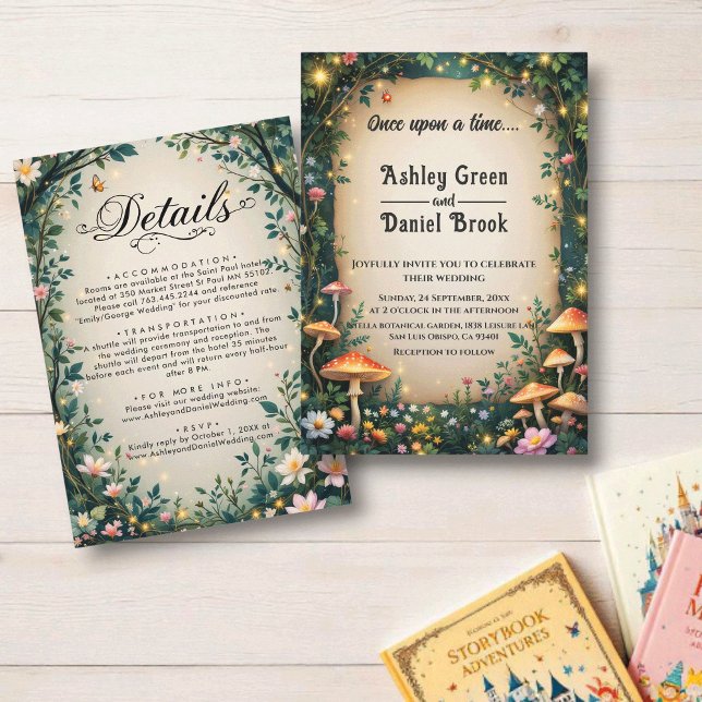 Invitation Fairytale Enchanted Forest Floral Mariage de bois (Créateur téléchargé)