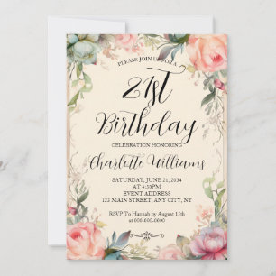 Invitation Fairytale Floral 21e anniversaire