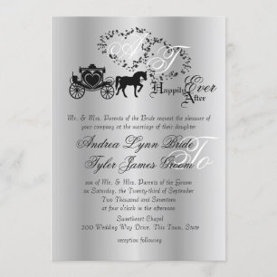 Invitation Fairytale Mariage Carriage Argent