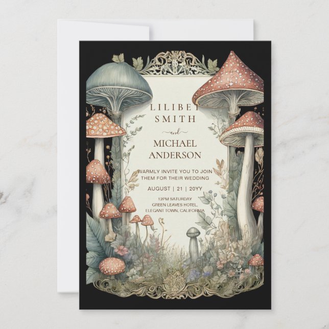 Invitation Fairytale Mariage Fairycore Mushrooms Forest (Devant)