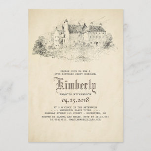 Invitation Fairytale Old Castle Vintage Anniversaire