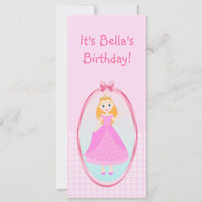 Invitation Fairytale Princess à Pink Birthaday (Devant)