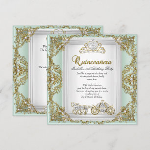 Invitation Fairytale Quinceanera 15e anniversaire Mint Green