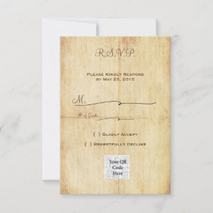 Invitation Fairytale RSVP Portriat WIth QR code - Texte Brown