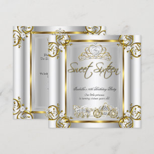 Invitation Fairytale Sweet 16 16e anniversaire Gold Silver