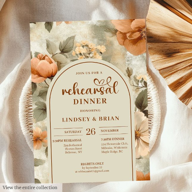 Invitation Fairytale Terracotta Sage Floral Rehearsal Invite (Fairytale Terracotta Sage Floral Rehearsal Invite)