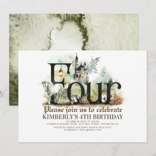 Invitation Fairytale Unicorn Dragon Magic Castle 4e anniversa