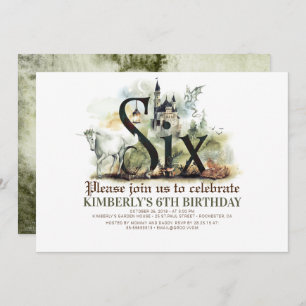 Invitation Fairytale Unicorn Dragon Magic Castle 6 Anniversai