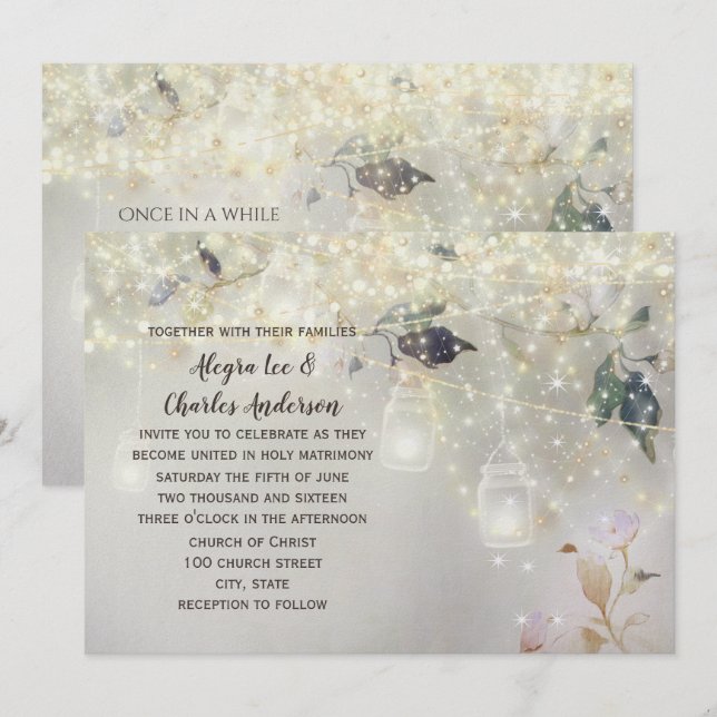 Invitation Fairytale Woodsy Farmhouse Mason Jar Mariage (Devant / Derrière)