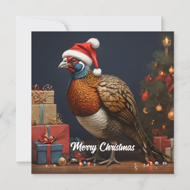 Invitation faisan avec arbre de noël et cadeaux (Devant)