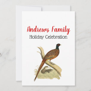 Invitation Faisan vintage sur la branche Jeu Oiseau Dessin Co