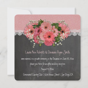 Invitation Faisceaux roses Wreath Chalkboard Réception unique