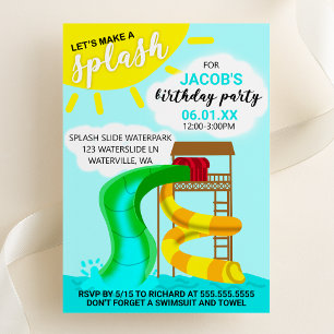 Invitation Faisons des éclaboussures Fête d'anniversaire au p
