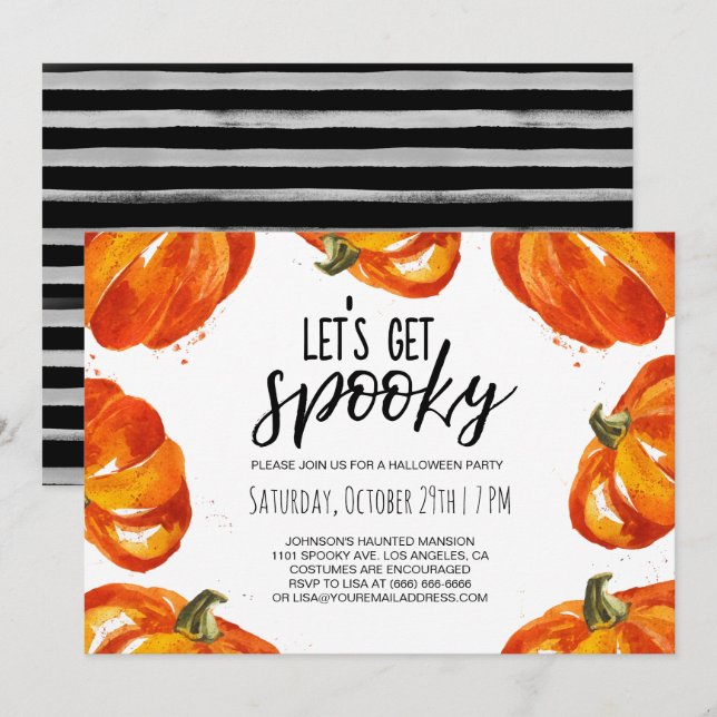 Invitation Faisons Éffrayant parti Citrouille Halloween (Devant / Derrière)
