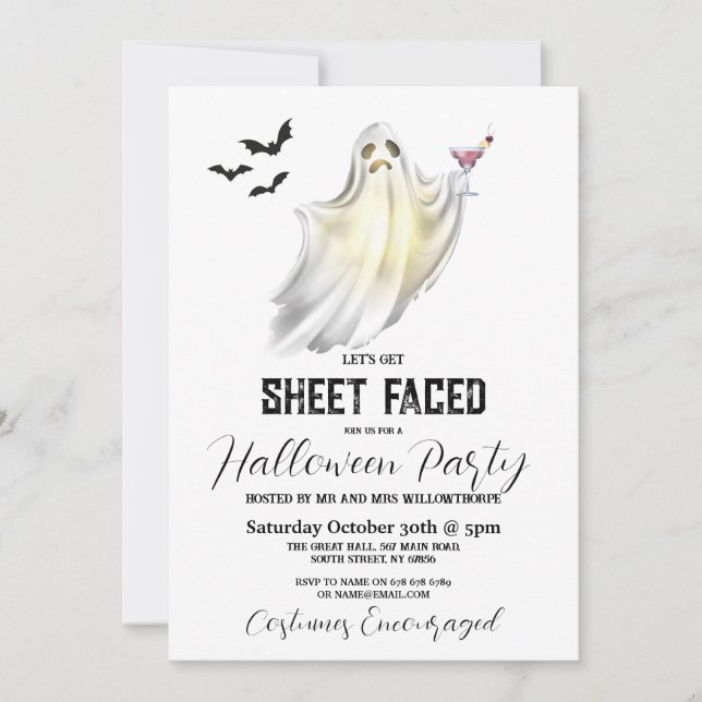 Invitation Faisons face à la feuille de l'Halloween Fête Fant (Devant)