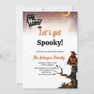 Invitation Faisons Halloween Spooky Fête en Papier Aluminium