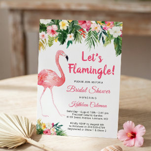 Invitation Faisons la fête aux flamants roses Fleurs Tropical